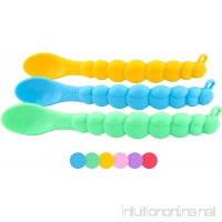 OBB Caterpillar Silicone Spoons for Babies  BPA Free  Soft-Tip  First Stage Baby Training Set 3 Pack (Blue  Green  Orange) - B075XXGTHT